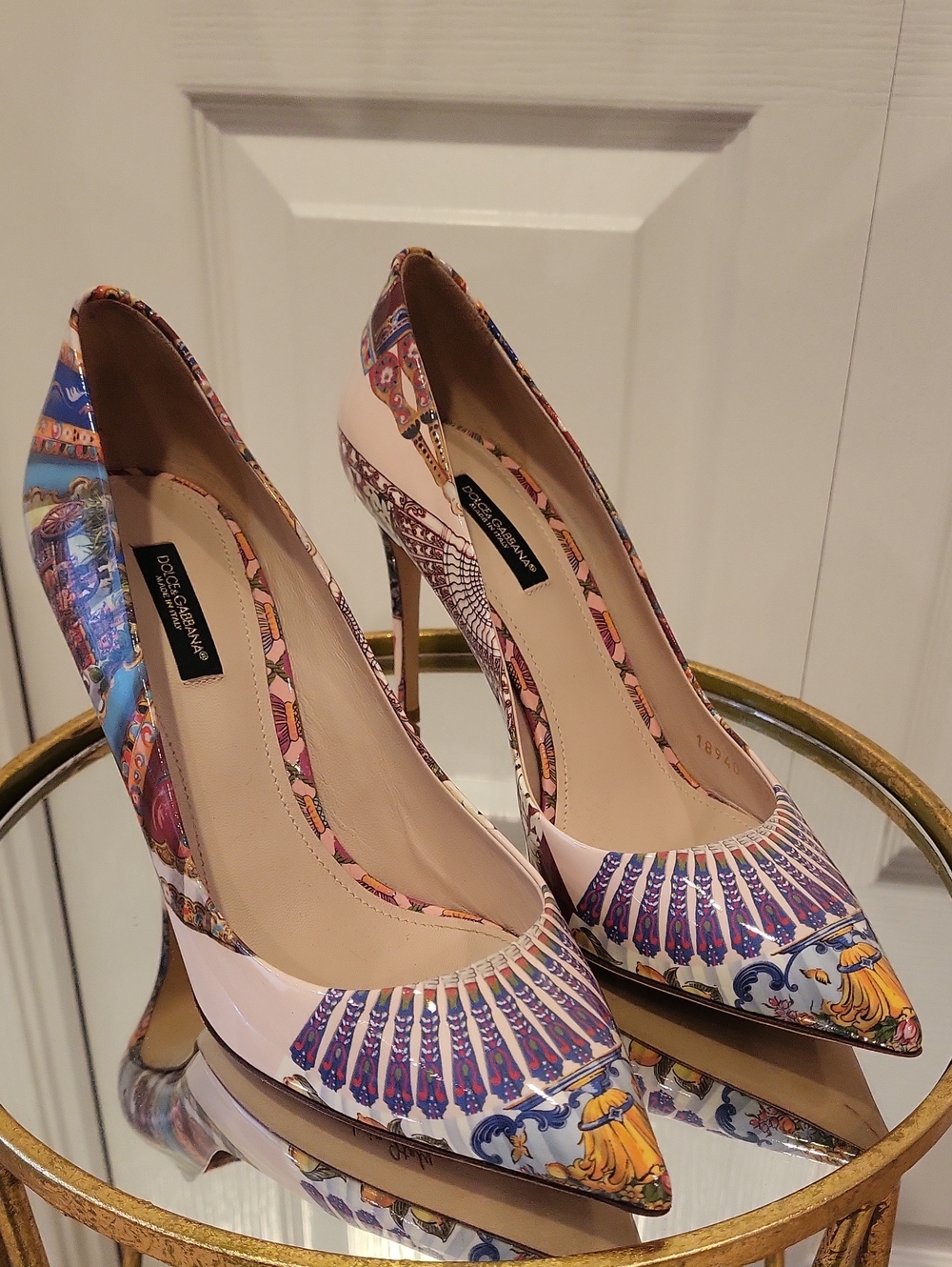 Dolce & Gabbana Pink Multicolor Printed Pointed-Toe Stiletto Pumps